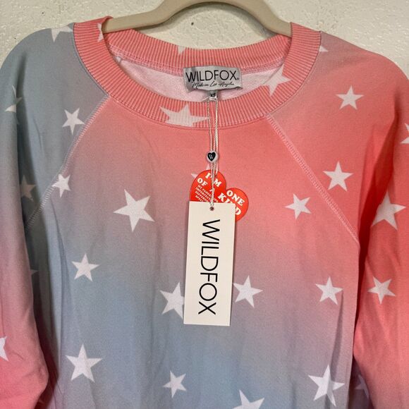 Wildfox Sommers Sweatshirt Womens XS Star Spangled Ombre Pastel Sweater NEW - Picture 4 of 9